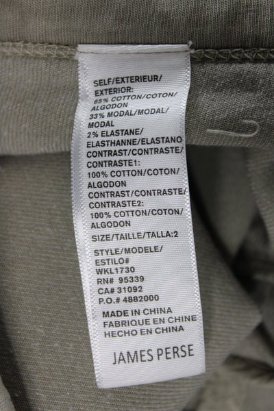 James Perse Womens Cargo Pants Green Drawstring Cotton Blend Size 2