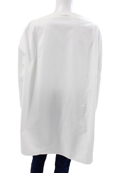 Toteme Womens White 3/4 Sleeve Boat Neck Tunic Button-Up Size L