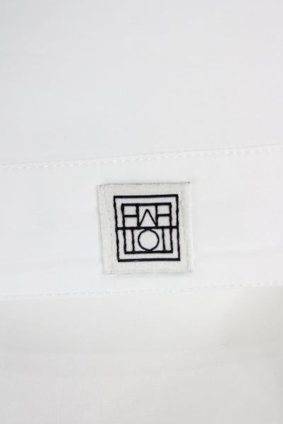 Toteme Womens White 3/4 Sleeve Boat Neck Tunic Button-Up Size L