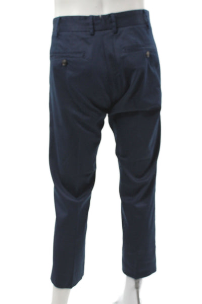 Peter Millar Mens Cropped Cotton Blue Solid Nautical Pants Button Size 32