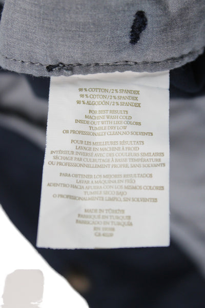 Peter Millar Mens Cropped Cotton Blue Solid Nautical Pants Button Size 32