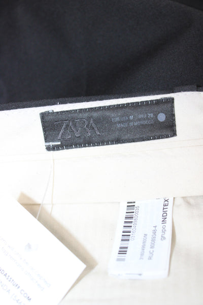 Zara Women Black Dress Pants Polyester Button Front Size M