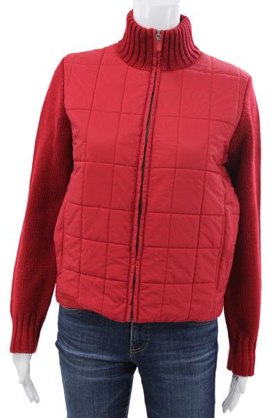 Ralph Ralph Lauren Women Basic Jacket Red Nylon Zip Long Sleeve Size M