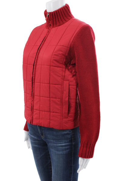 Ralph Ralph Lauren Women Basic Jacket Red Nylon Zip Long Sleeve Size M