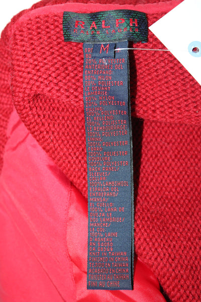 Ralph Ralph Lauren Women Basic Jacket Red Nylon Zip Long Sleeve Size M