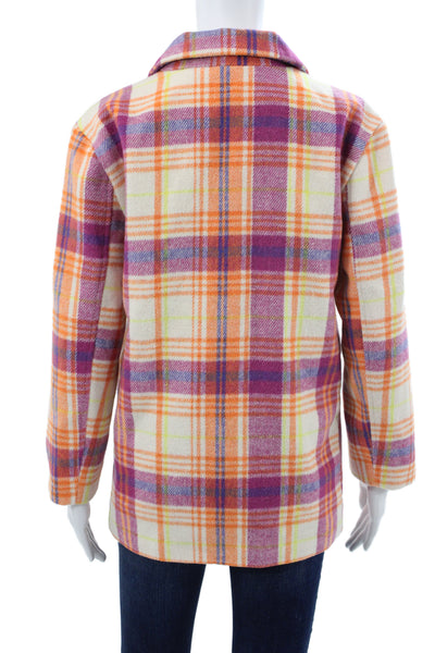 Nordstrom Women Basic Plaid Jacket Multicolor Button Long Sleeve Size L