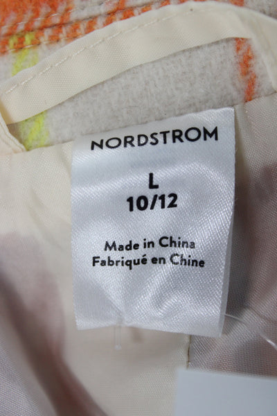 Nordstrom Women Basic Plaid Jacket Multicolor Button Long Sleeve Size L