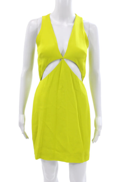 Cushnie Et Ochs Women Yellow Mini Dress VNeck Sleeveless Party Size 0