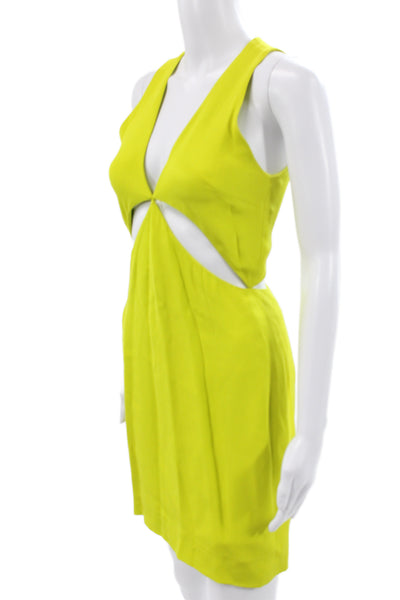 Cushnie Et Ochs Women Yellow Mini Dress VNeck Sleeveless Party Size 0