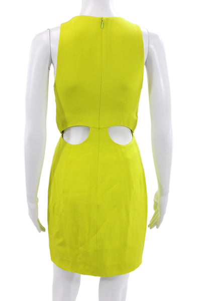 Cushnie Et Ochs Women Yellow Mini Dress VNeck Sleeveless Party Size 0