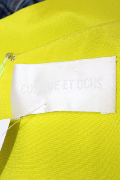 Cushnie Et Ochs Women Yellow Mini Dress VNeck Sleeveless Party Size 0