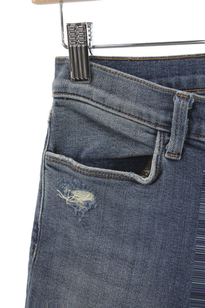 J Brand Women Ankle Jeans Mid Rise Blue Distressed Cotton Size 25