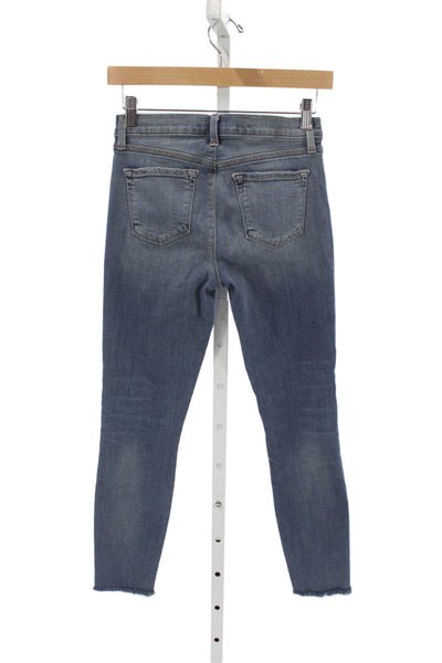 J Brand Women Ankle Jeans Mid Rise Blue Distressed Cotton Size 25