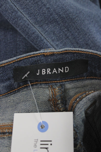 J Brand Women Ankle Jeans Mid Rise Blue Distressed Cotton Size 25