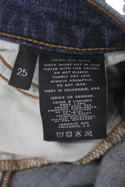 J Brand Women Ankle Jeans Mid Rise Blue Distressed Cotton Size 25