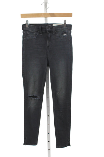 Rag & Bone Jean Womens Black Skinny Jeans Mid Rise Distressed Size 25