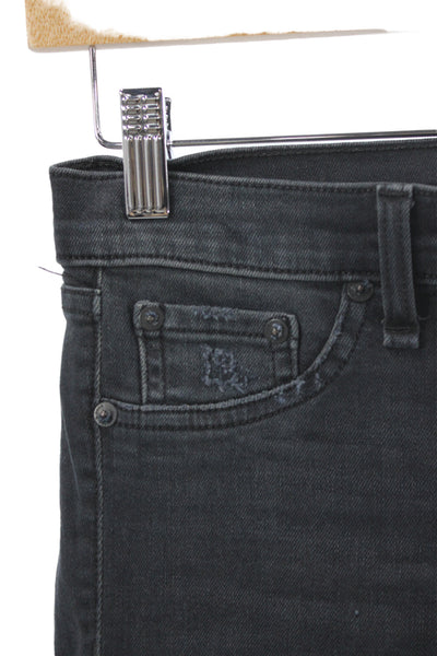 Rag & Bone Jean Womens Black Skinny Jeans Mid Rise Distressed Size 25