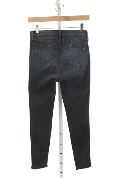 Rag & Bone Jean Womens Black Skinny Jeans Mid Rise Distressed Size 25