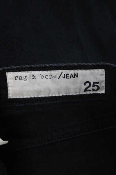 Rag & Bone Jean Womens Black Skinny Jeans Mid Rise Distressed Size 25