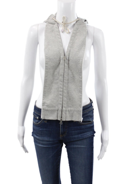 Veronica Beard Womens Sleeveless Cowl Snood Cotton Blend Top Gray Size One Size