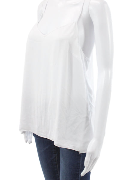 Lilly Pulitzer Women White Sleeveless Tank 100% Polyester Solid Size M