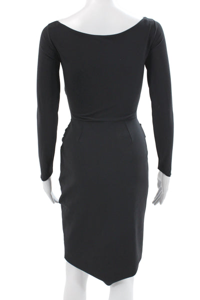 Chiara Boni La Petite Robe Women Sheath Dress Black V-Neck Size 40