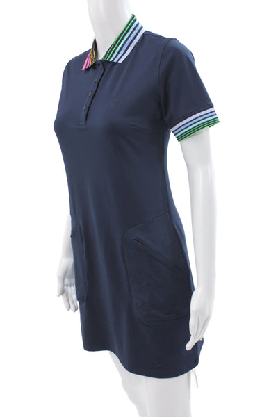 G/Fore Women Shirt Dress Blue Collared Button Short Sleeve Knee Length Size XS