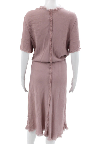 Raquel Allegra Women Pink Bohemian V-Neck Jumpsuit Rayon Mid-Calf Size 3