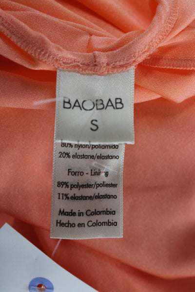 BAOBAB Womens Mini Orange Halter Nylon Blend Short Dress Sleeveless Size S