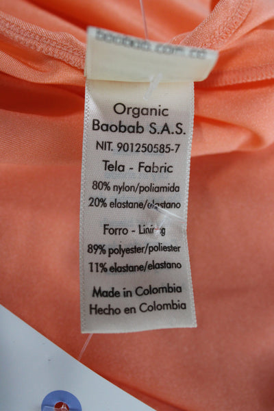 BAOBAB Womens Mini Orange Halter Nylon Blend Short Dress Sleeveless Size S