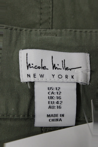 Nicole Miller Womens Green Cargo Pants Cotton Blend Size 12