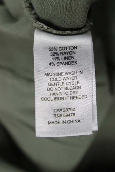 Nicole Miller Womens Green Cargo Pants Cotton Blend Size 12