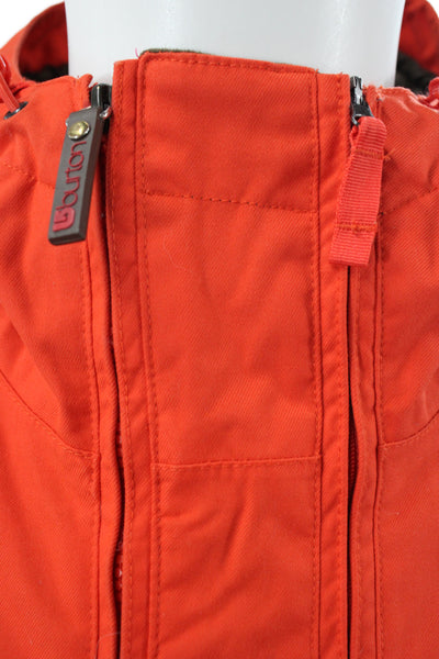 Burton Mens Ski Jacket Orange Polyester Zip Size M