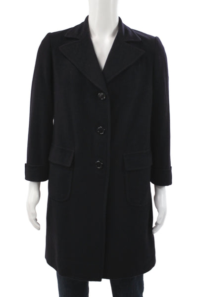 Hickey Freeman Mens Black Cashmere Overcoat Button Size M