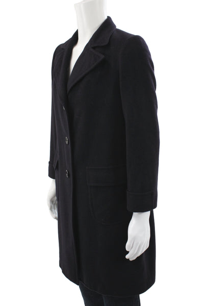 Hickey Freeman Mens Black Cashmere Overcoat Button Size M