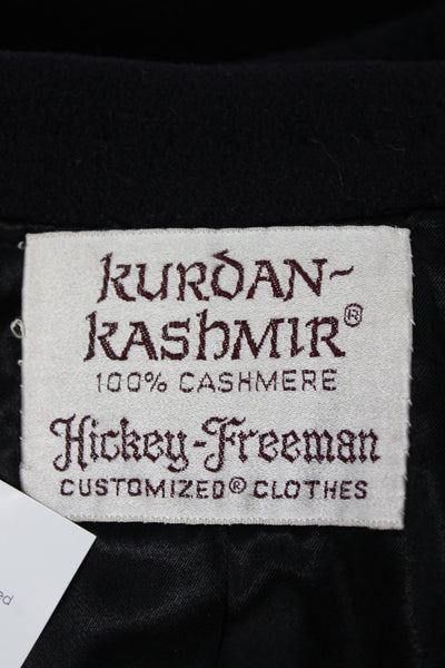 Hickey Freeman Mens Black Cashmere Overcoat Button Size M
