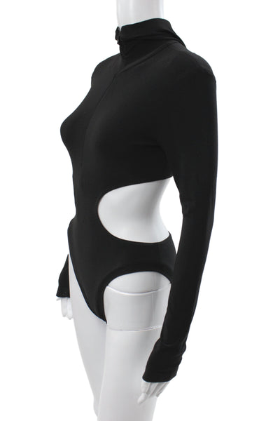 Norma Kamali Women One Piece Bodysuit Black Long Sleeve Polyester Blend Size XS