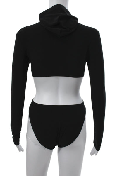 Norma Kamali Women One Piece Bodysuit Black Long Sleeve Polyester Blend Size XS