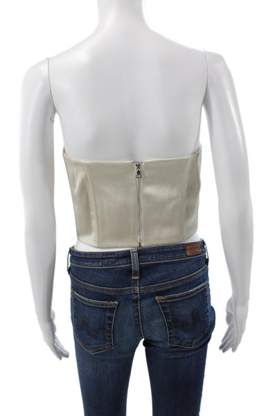 Alexis Women Corset Top Ivory Sleeveless Zip Polyester Party Size S