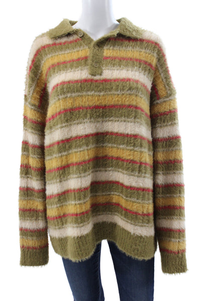 Zara Womens Multicolor Striped Collared Pullover Sweater Long Sleeve Size L