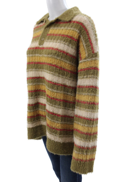 Zara Womens Multicolor Striped Collared Pullover Sweater Long Sleeve Size L