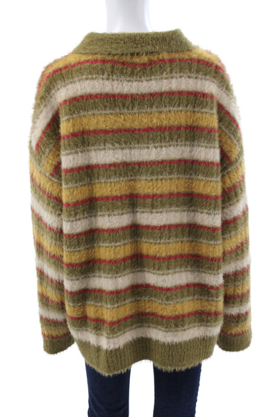 Zara Womens Multicolor Striped Collared Pullover Sweater Long Sleeve Size L