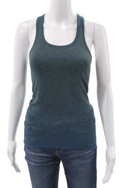 Lululemon Women Basic Athletic Blue Scoop Neck Sleeveless Geometric Tank Size 2