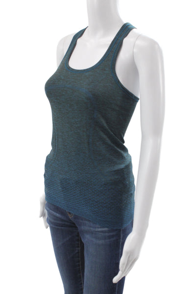 Lululemon Women Basic Athletic Blue Scoop Neck Sleeveless Geometric Tank Size 2