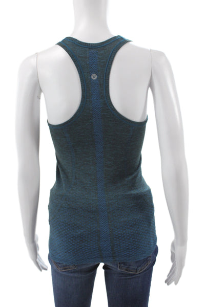 Lululemon Women Basic Athletic Blue Scoop Neck Sleeveless Geometric Tank Size 2
