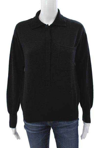 Zara Women Collared Wool Pullover Sweater Black Long Sleeve Classic Size S