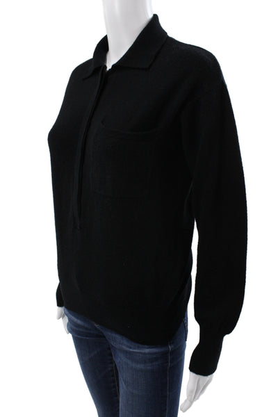 Zara Women Collared Wool Pullover Sweater Black Long Sleeve Classic Size S
