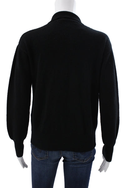 Zara Women Collared Wool Pullover Sweater Black Long Sleeve Classic Size S