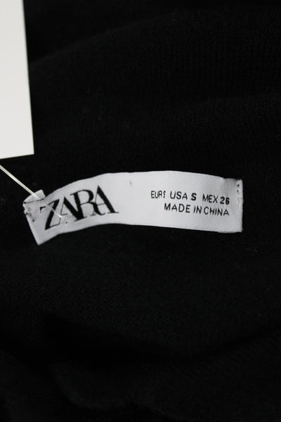 Zara Women Collared Wool Pullover Sweater Black Long Sleeve Classic Size S