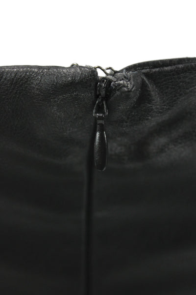 Zara Womens Faux Leather Tube Top Sweetheart Neckline Black Zip Size S